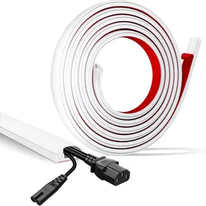 Floor Cable Cover, Low Profile Cable Hider for Wires, Self Adhesive Cord Hider for Wall, Cord Covers Wall Mounted Tv, for Offices, Gym, Exhibitions (White, 10 Feet)