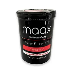 Maax Caffeine Gum | 125mg per piece | 25 pieces per bottle | Cinnamon