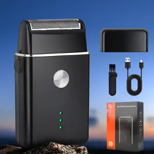 Rechargeable Electric Foil Shaver for Men Compact Travel-Friendly Dual Floating Blades USB Charging IPX7 Waterproof Grooming Tool Ideal for Beards Sideburns and Head Shaving Perfect Christmas Gift