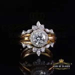 King of Bling's 1.66ct Yellow Guard Wrap Insert 925 SilverMoissanite Solitaire Enhancer Ring SZ7
