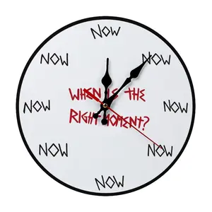 Inspirational "Now" Slogan Wall Clock, 10 Inch Battery Operated High Accuracy Silent Clock, Wall Mount Decor Clock, Meaningful Housewarming Present For Adults, Trendy Motivational Home Ornament Gift