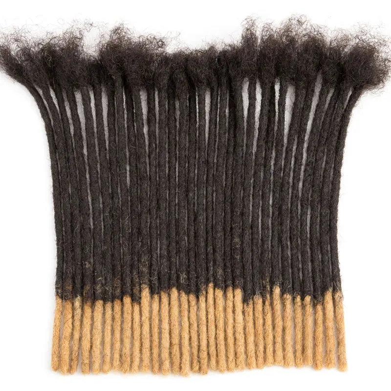 DAIXI  T1B/27 8-inch Honey Blonde Tips Dreadlock Extensions Handmade Human Hair Locs For Men Women 0.4cm 0.6cm 0.8cm Full Head Crochet Hook