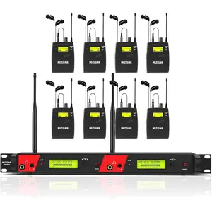 Wireless in Ear Monitor System, 2 Channel 8 Bodypacks Pro Mono IEM System for Musicians, Metal Rack Mount Monitor w/ 2x40 UHF Frequencies, 330ft Range for Band, Stage or Studio (IME-8000)