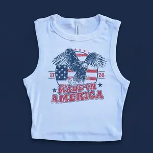 America Eagle Crop Tank Top, Memorial Day, July 4th Crop top, Womens 1776 July Patriotic Shirt, Womens July 4th tshirts