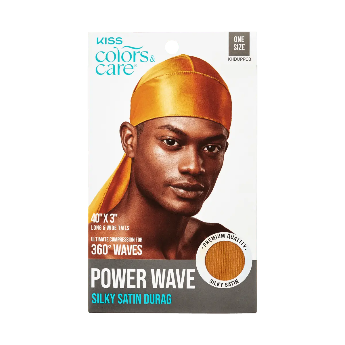 Kiss Colors & Care Power Wave Satin Durag  Gold