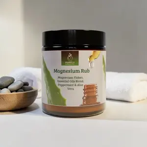 Purely Essential’s Magnesium Rub with Magnesium Flakes Essential Oils Blend Peppermint & Aloe Vera for Muscle Cramps Stiffness and Soreness Relief