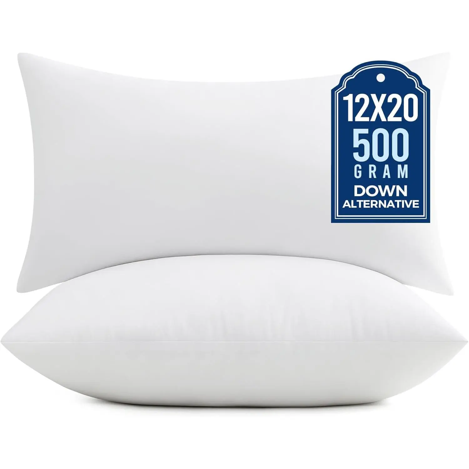 12x20 Pillow Inserts, 2 Pack Fluffy Lumbar Pillows Filled with Plump Stuffer, Rectangle Decorative Pillows for Couch, Sofa, Bed and Home Decor