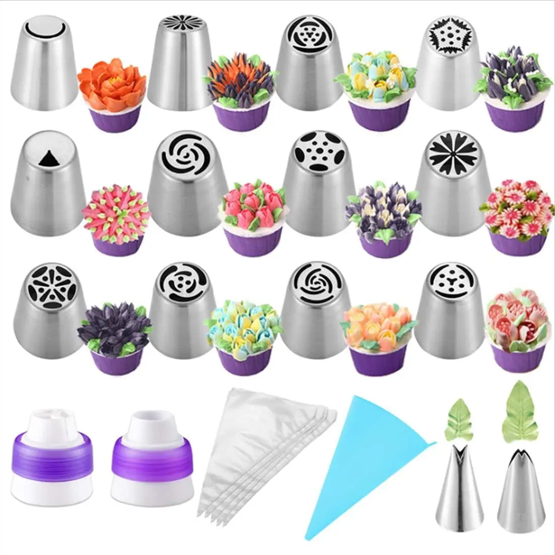 1Set Piping Nozzle Set Cream Squeeze Mouth Cake Decorative Bag Perfect for Cake Cupcake And Pastry Decorating Kitchen Gadgets And Accessories for Baking Enthusiasts Baking Tool Set Easy to Use