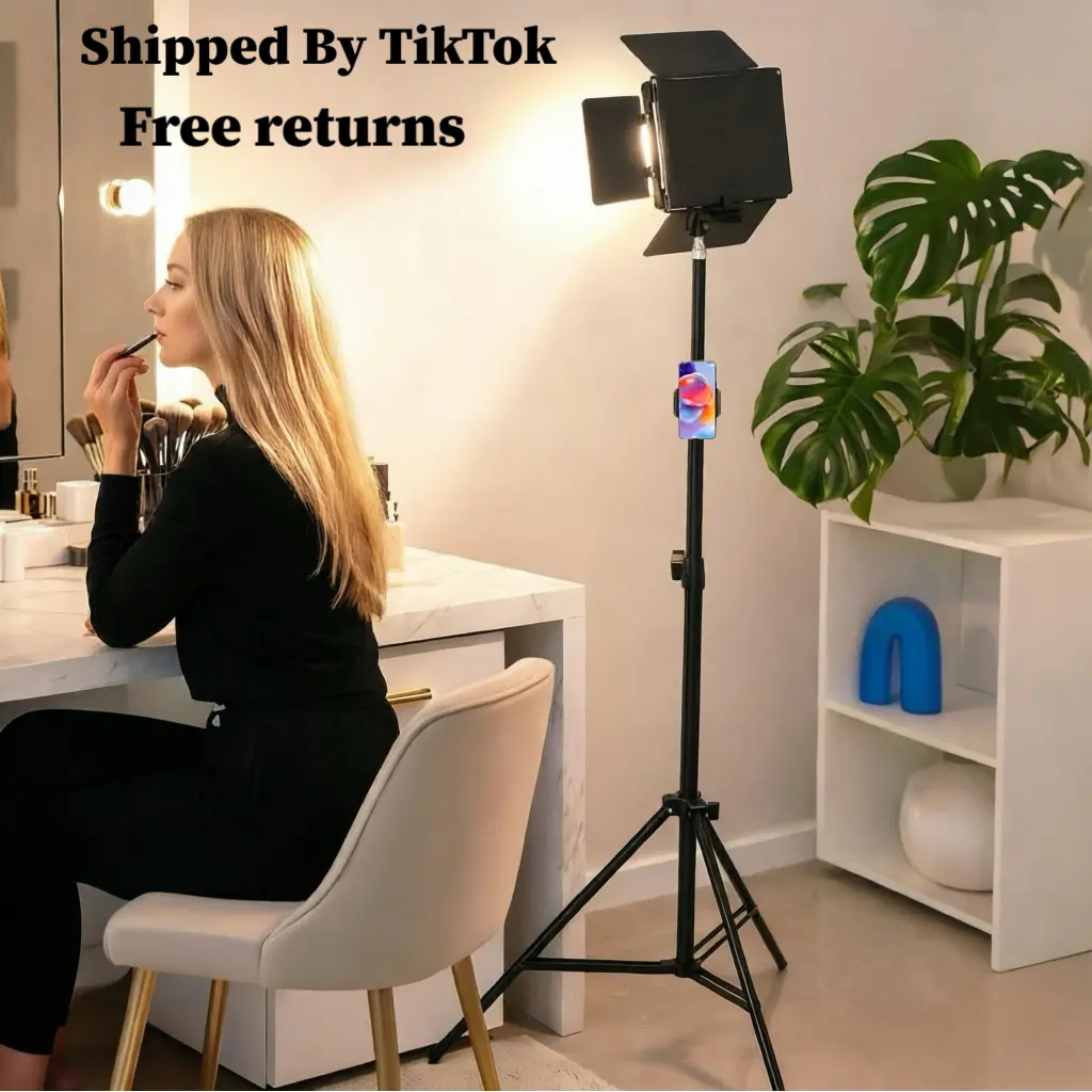 10" Square 3-Color LED Soft Fill Light with 71" Flexible Tripod, Phone Mount & Adjustable Stand for Content Creators, Singing, Full-Body Choreography, Live Streaming & Comfortable Shooting