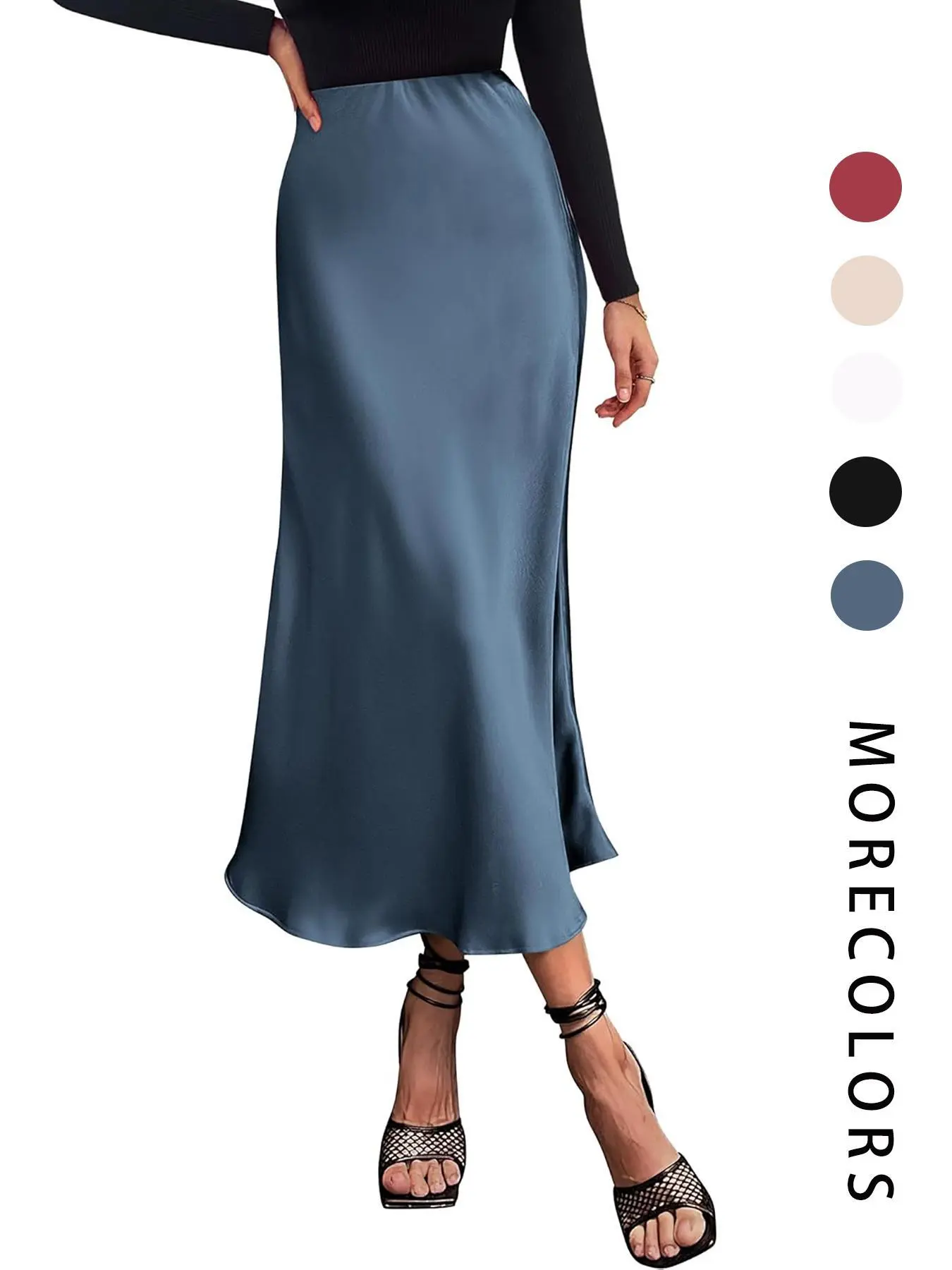 Women's Solid Color Skirt, Fitted Flared Skirt Design, Elegant Fashion Casual Skirt for Party Wedding Guest, Ladies Bottoms for Summer