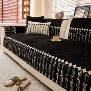 1pc Sofa Cover Chenille Sofa Cushion, Sofa Protector Slipcover, Dustproof Couch Pad, All-Season Universal, Modern Simple Design, Pet-Friendly Fabric, Furniture Protector, Home Decor
