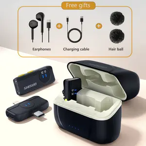 Dual Wireless Lavalier   iPhone & Type-C, Clip-On Mini Mic with Noise Reduction, Portable Lapel   Video Recording, Interview, Podcast & Live Streaming microphone for