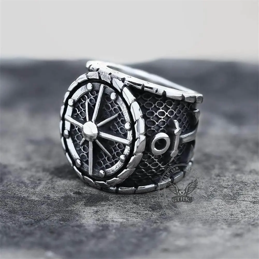 GTHIC Unisex Stainless Steel Marine Statement Ring - Anchor And Compass Design, Punk Fashion Ring, Jewelry Accessory Gift