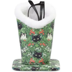 Plush Lined Eyeglasses Holder, Cute  PU Leather Glasses Stand Case for Women Men