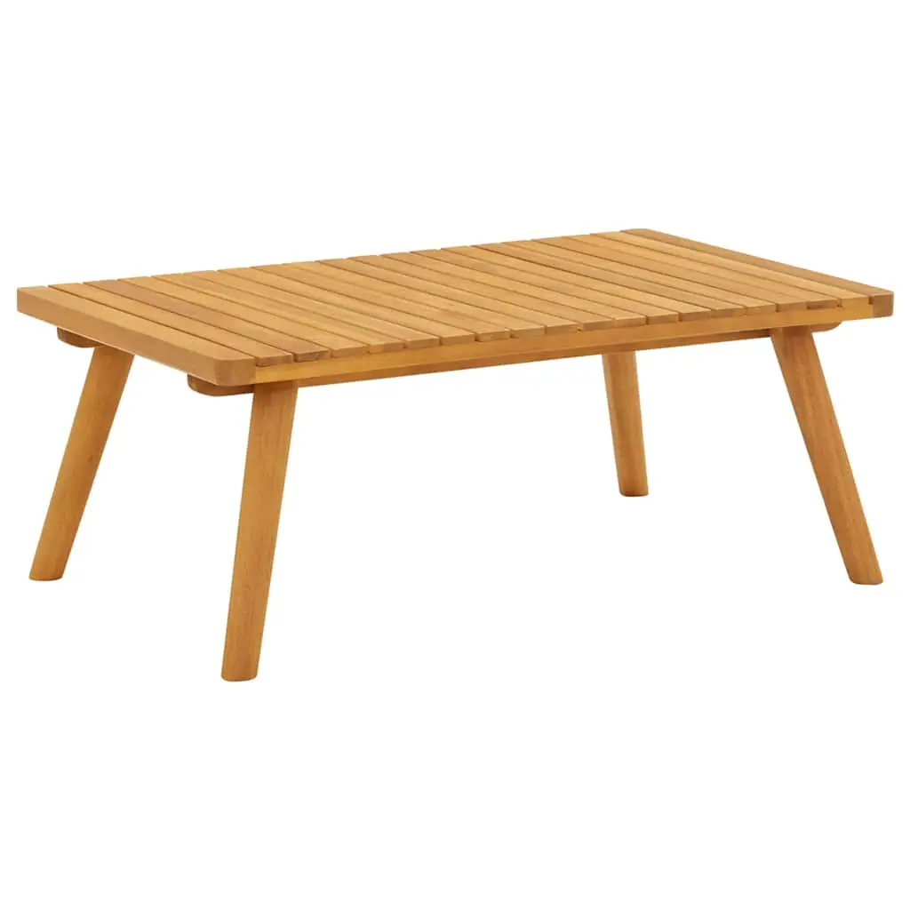 vidaXL Patio Coffee Table, Coffee Table with Glass Tabletop, Sofa Table, Tea Table for Outdoor Garden Backyard Porch Poolside, Rustic, Solid Acacia Wood 46675