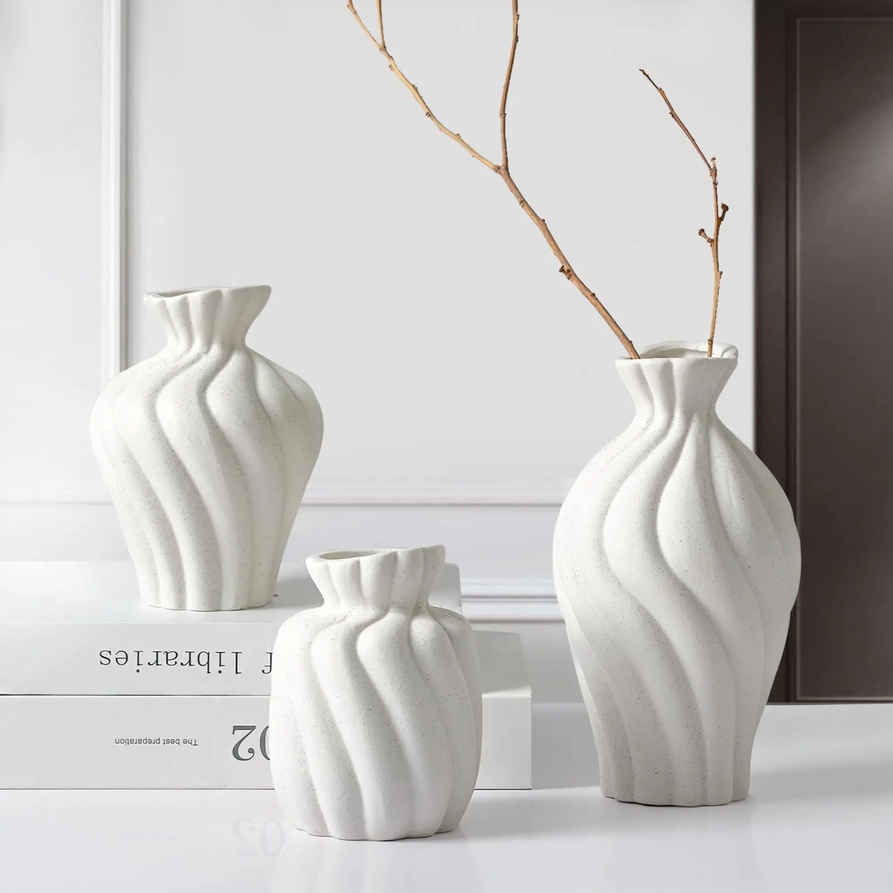 3 Piece Ceramic Vase Set, Perfect for Parties, Celebrations, Holidays, Weddings, Home Decor, Decorative Vase, Restaurant Setup, Seasonal Gifts, Graduation Gifts, Modern Ceramic Vase