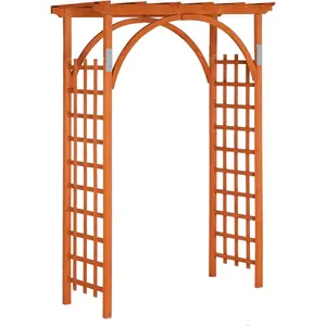 VINGLI 85in Wooden Arbor, Wedding Arch for Ceremony, Wood Trellis for Plant Climbing, Christmas Decor Pergola for Garden Backyard, Lawn (Teak)