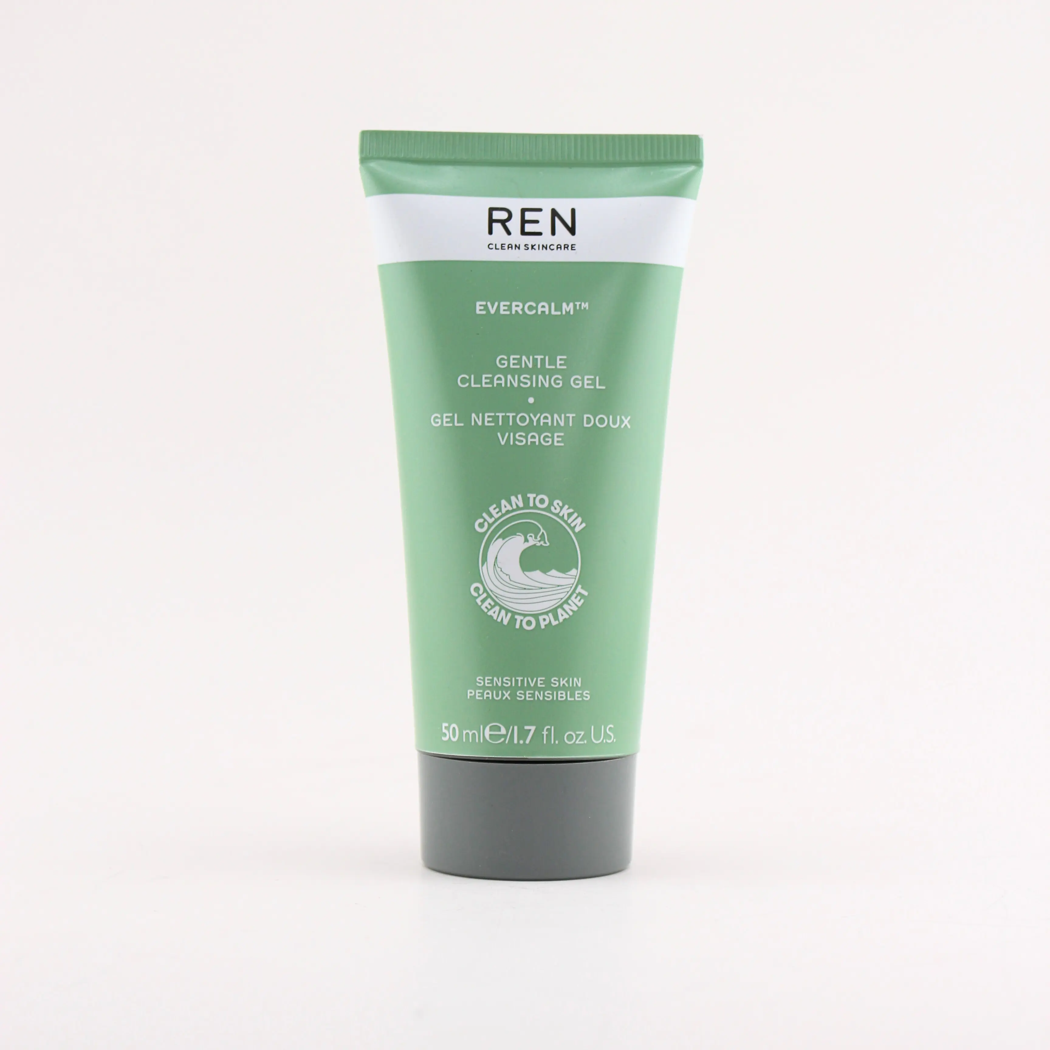 REN Evercalm Gentle Cleansing Gel - 1.7oz (50g) Mild Calming Facial Wash with Bioactive Blend for Sensitive Skin Repair, Gentle Cleansers