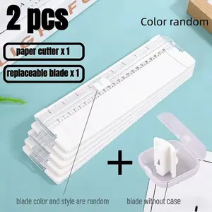 2pcs A4/a5 Paper Sliding Cutter, Precision Cutting Tool, Replacement Blade Included, Ideal for Crafts, Students, Office Use