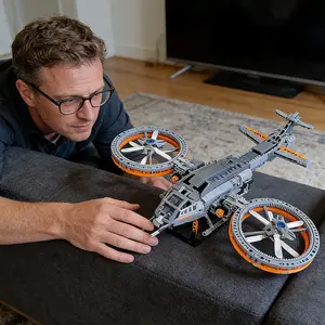 1238pcs Creative Spaceship Building Blocks, Large Size Airplane Model Decoration Collection, DIY Model Kit, Mechanical Wing Up Down Movement, Movie Theme Super Cool