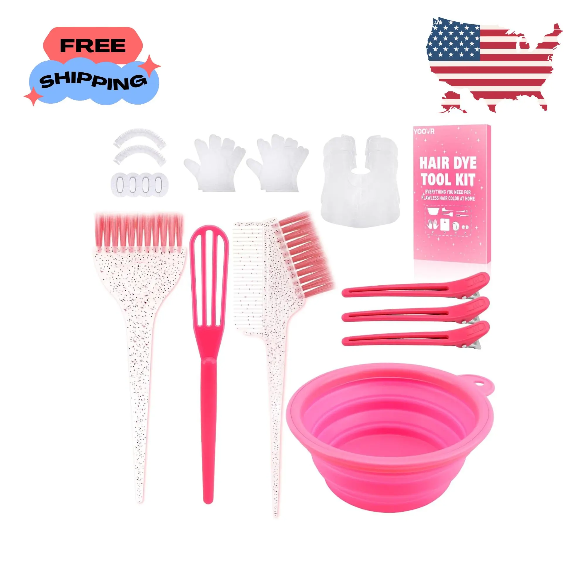 19PCS Hair Bleach Dye Kit (Pink)