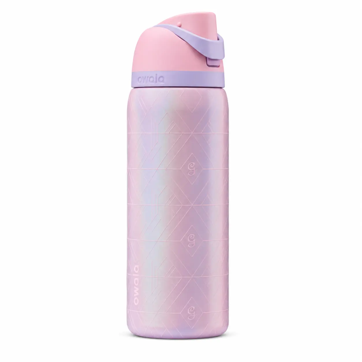 Owala FreeSip 32oz Aesthetic Pastel Pink-Purple Geometric Water Bottle with Straw, Insulated Stainless Steel Reusable Bottle, Leak-Resistant Lid, Carry Handle for School, Gym & Everyday Hydration