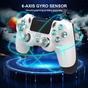 Wireless RGB Gaming Controller with Tri-Color Lighting Compatible with PS4, PS3, and PC RGB Lighting, LED Bluetooth Gaming Controller Six-Axis Gyroscope, Dual Vibration Feedback