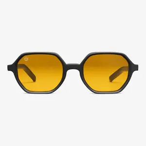 OFFSET Sunglasses - Structured Cool Angular Hexagon Silhouette Acetate Frame Unisex Fashion Accessory for Everyday Wear