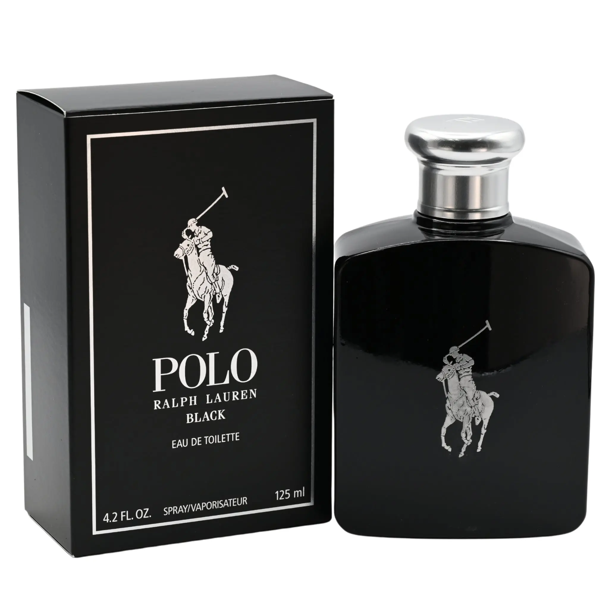 Ralph Lauren POLO BLACK Eau de Toilette, Woody Aromatic Men's Fragrance, 4.2 fl oz Signature Scent with Citrus & Patchouli, Ideal for Mens Gifts, Bold Passionate Fragrance, Confident, Citrus Fruits, Patchouli Base, Woody Musky Fragrance