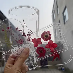 40pcs Large Transparent Self-Adhesive Floral Stickers, Dry Flower Bookmarks and Specimen Labels, DIY Crafts and Diary Decorations