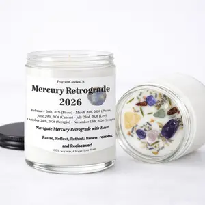 mercury retrograde candle, mercury retrograde , astrology gift, zodiac candle, horoscope candles, crystal lover gift, witchy gift, spiritual gift, celestial decor, tarot gift, moon lover gift, manifestation gift, Retrograde 2026