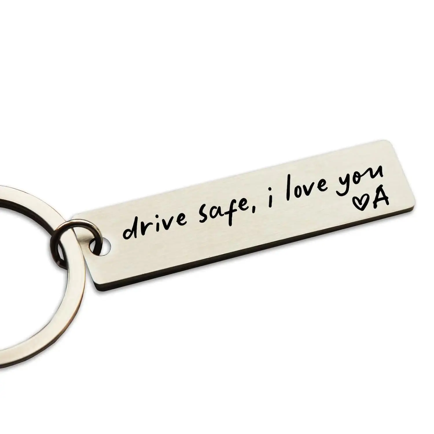 Drive Safe I Love You Initial Personalized Stainless Steel Keychains – Romantic Valentine's Gift, Keychains for Women & Men, Keychain for Car Keys, Thoughtful New Driver Gift
