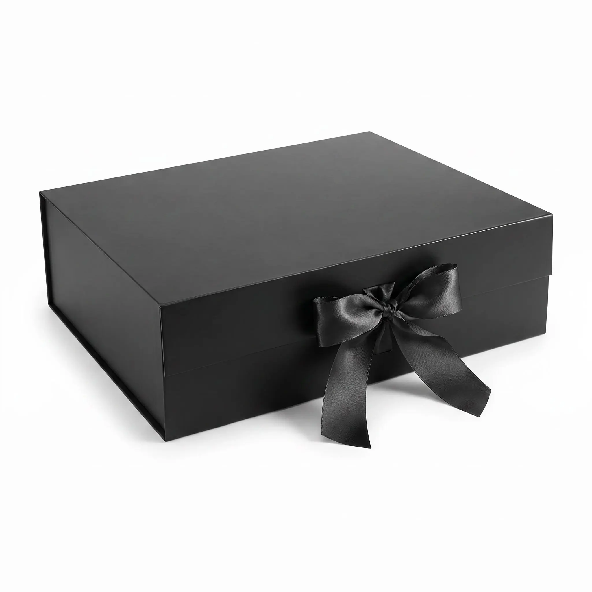 Black Magnetic Gift Box with Lid and Ribbon, 11.5 x 8.5 x 4 Inch Luxury Gift Box for Groomsmen Proposal, Bridesmaid Gifts, Birthday, Wedding, Anniversary and Holiday Presents