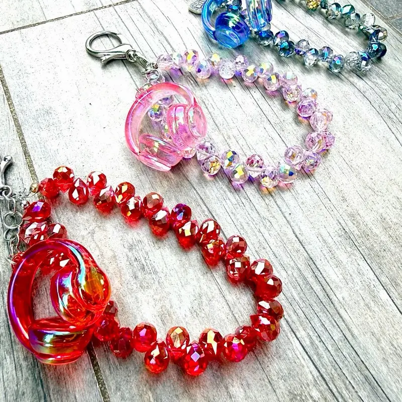 Handmade Jeweled Shiny Colorful Phone Strap - Universal Cellphone Keychain with Headphones Charm, Adjustable Stylish and Secure Mobile Accessory with Spring Ring for All Bags, Accessories