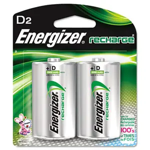 Energizer Portable e² Series NiMH Digital Rechargeable D Batteries, 2-Pack with High Capacity Long Lasting Replacement Battery and Included Case for Sports & Outdoor Cycling Equipment, High Capacity Battery