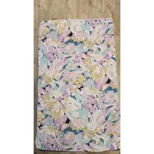 Chiffon Print Hijab - Lavender Tan Light Blue Flowers