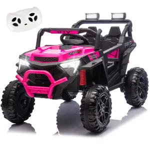 24V 400W Kids Ride On Electric UTV W/Parents Remote Control,Four-Wheel Suspension,LED Lights,Portable Handle,Advanced center panel with USB,MP3,Music,Bluetooth,,Power Display For Kids Aged 3+.
