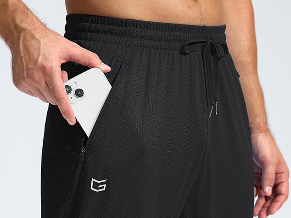 [Clearance] G Gradual Men's 4-Way Stretch Moisture-Wick Athletic Sweatpants, Lightweight Mesh Open Bottom Joggers with Zipper Pockets, Elastic Waist Workout Gear for Gym Running, Running Pants,travel essentials,camping essentials, Quick-Dry