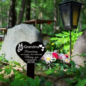 Grandma Remembrance Acrylic Garden Memorial Grave Marker, 1 Count Waterproof Sunproof Grave Marker, Thoughtful Touch, Outdoor Yard and Grave Decoration, Garden Setting, Garden Sculptures Statues
