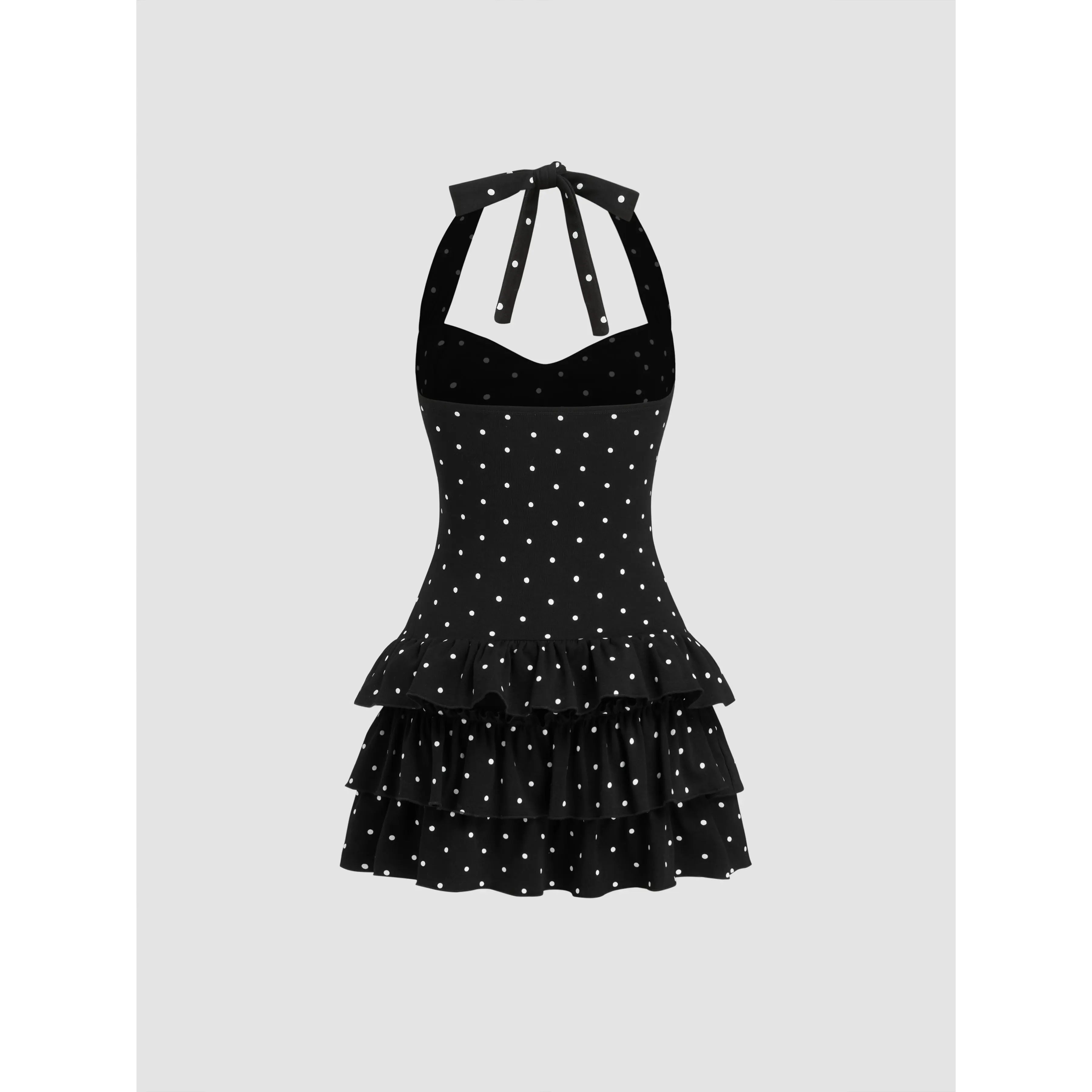 Cider Halter Mini Dress with Ruched Detail  Polka Dot Layered Dress for  Women Flattering Fit Hides Tummy Perfect for Date Nights & Spring Parties  SwimWeek - TikTok Shop