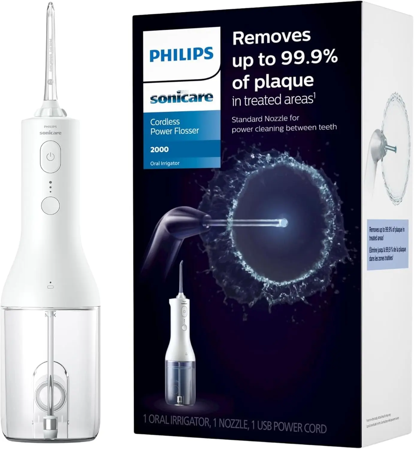Rechargeable Oral Irrigator Water Flosser, Portable Cordless Plaque Remover with 3 Modes and 360-Degree Rotating Nozzle