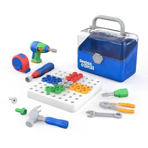 Educational Insights Design & Drill Toolbox, STEM Toy, 70 Pieces with Kid-Friendly Electric Drill & Screwdriver, Travel Toys for Boys & Girls, Ages 3+