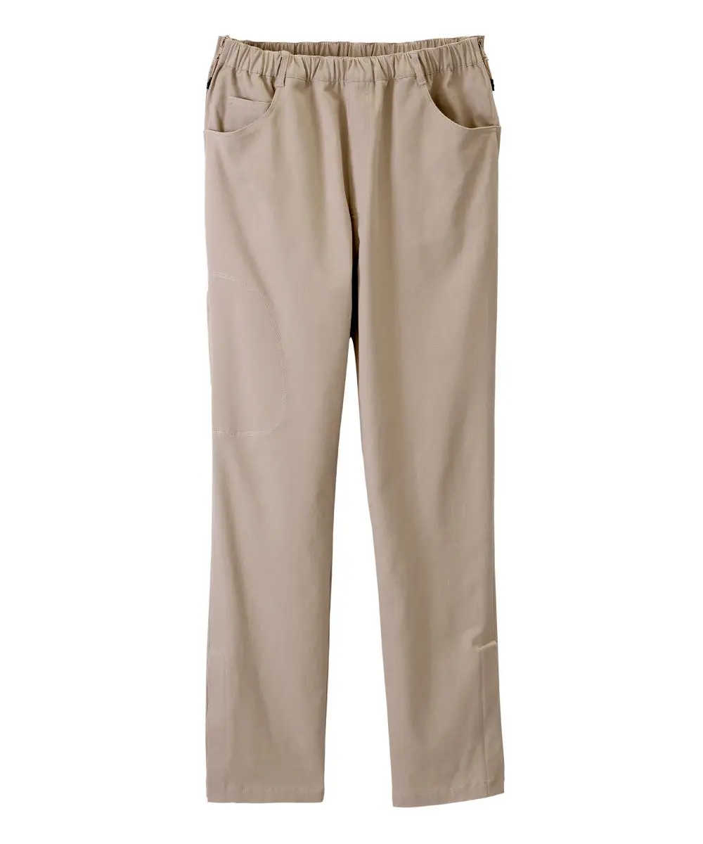 Men's Adaptive Woven Pants with Full-Length Side Zip, Casual Solid Trousers for Easy Self-Dressing