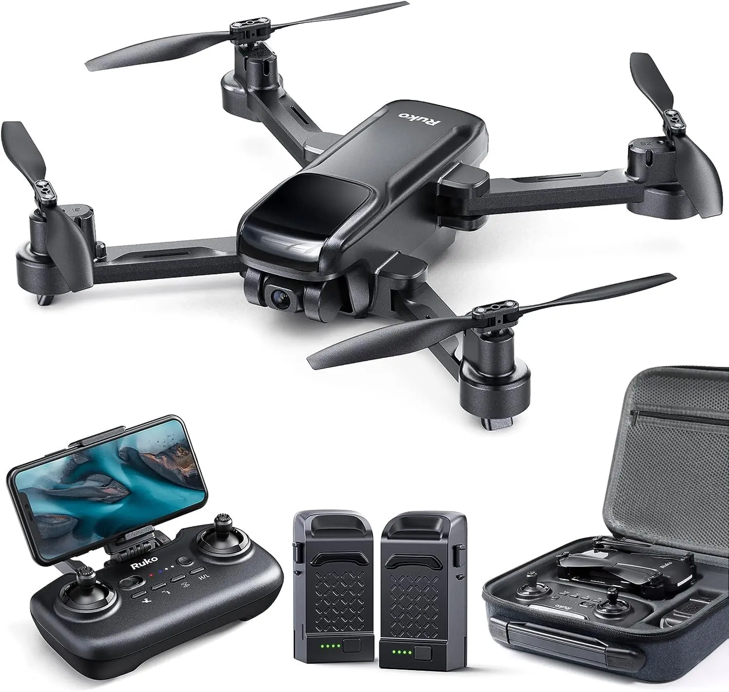 Ruko U11S Drones with Camera for Adults 4k, Built-in Remote ID, 120° FOV, GPS Auto Return, 40 Min Flight, 5G Live Transmission, Foldable Mini FPV Quadcopter for Beginners with Follow Me, Circle Fly Adjustable