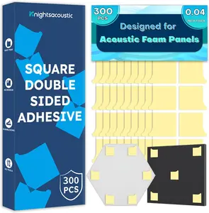120/300 PCS Double-Sided Adhesive Tape for Acoustic Soundproofing Foam Panels, Heavy Duty Wall Panel Square Adhesive Pads, Pad Mounting Adhesive Double-Sided Tape Wall Sticky for Hanging