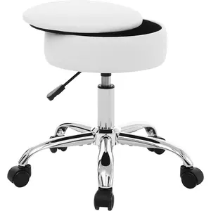 Adjustable Vanity Stool with Storage Rolling Vanity Chair with Wheels Swivel Vanity Stool Chair for Vanity Makeup Stool White