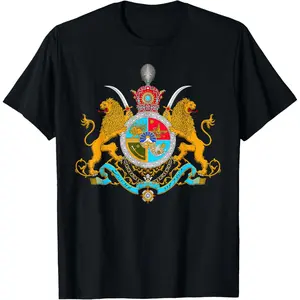100%cotton Iran Gilaki Co Imperial Coat of Arms of Iran Pahlavi Dynasty T-Shirt