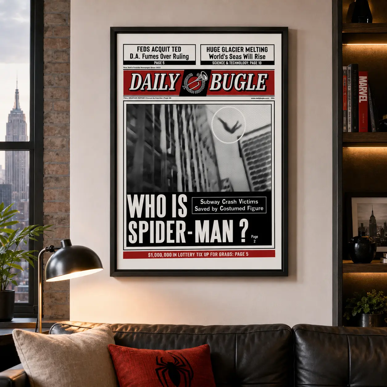 Daily Bugle Who Is Spider-Man? Framed Wall Art for Marvel Fans Decorative Poster