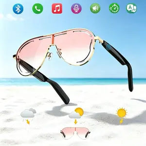 AI Bluetooth smart glasses, supporting 137 language APP translation, music glasses, in ear automatic detection switch, sun protection sunglasses, sweat proof, sun protection, sunglasses, suitable for travel, navigation, meetings, business