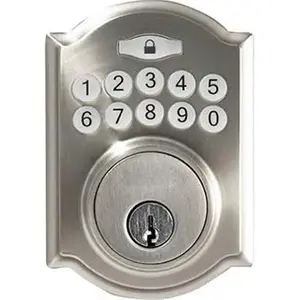 212 MAIN Taiwan Fu Hsing Industrial 221753 Tru-Guard Castle Satin Nickel Electronic Deadbolt - Digital Keypad, Security, Auto-Locking, Includes 2 Keys, Digital Keypad Lock
